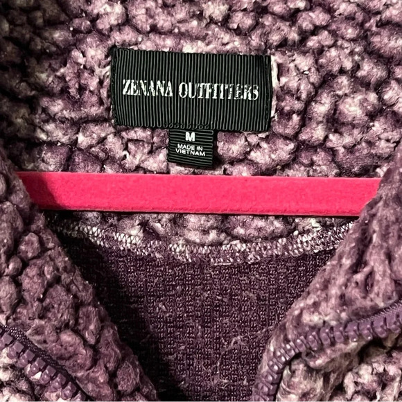 Zenana Women's Pullover Purple 1/4 Zip Pocket Fuzzy Medium - Picture 5 of 6